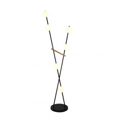 Cortina 6 Light Floor Lamp, Black, Brushed Brass-(AC10046BK)-Artcraft