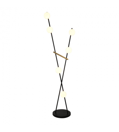 Cortina 6 Light Floor Lamp, Black, Brushed Brass-(AC10046BK)-Artcraft