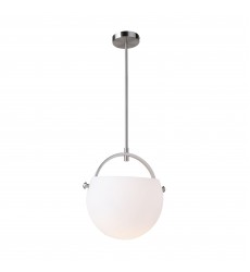  Single Opal Glass Pendant (Satin Nickel)-(AC10080SN)-Artcraft
