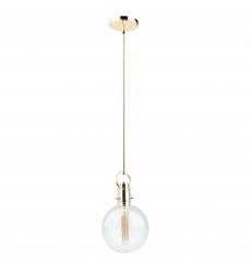  Single Round Glass Pendant (Polished Brass)-(AC10120PB)-Artcraft