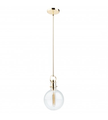  Single Round Glass Pendant (Polished Brass)-(AC10120PB)-Artcraft