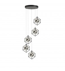 Tulip Collection Integrated LED 5-Light Pendant, Matte Black-(AC1013)-Artcraft