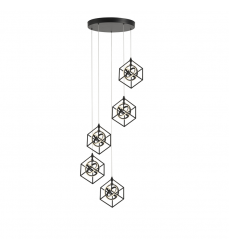  Tulip Collection Integrated LED 5-Light Pendant, Matte Black-(AC1013)-Artcraft