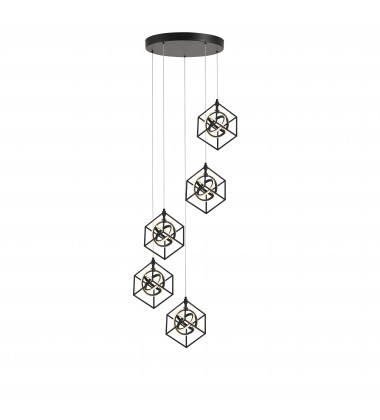  Tulip Collection Integrated LED 5-Light Pendant, Matte Black-(AC1013)-Artcraft