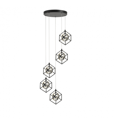  Tulip Collection Integrated LED 5-Light Pendant, Matte Black-(AC1013)-Artcraft