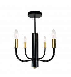  Avalon 4 Light Semi Flushmount Vintage Brass & Black-(AC10624VB)-Artcraft
