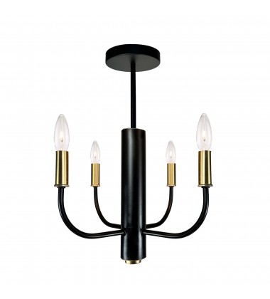  Avalon 4 Light Semi Flushmount Vintage Brass & Black-(AC10624VB)-Artcraft
