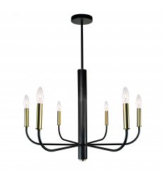  Avalon 6 Light Chandelier Vintage Brass & Black AC10626VB - Artcraft