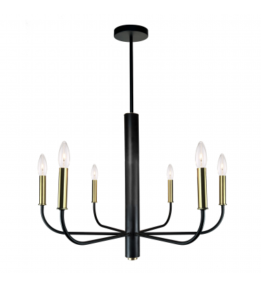  Avalon 6 Light Chandelier Vintage Brass & Black AC10626VB - Artcraft