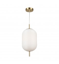  Vita Collection 1-Light Textured Shade Pendant White and Brass-(AC10631BR)-Artcraft