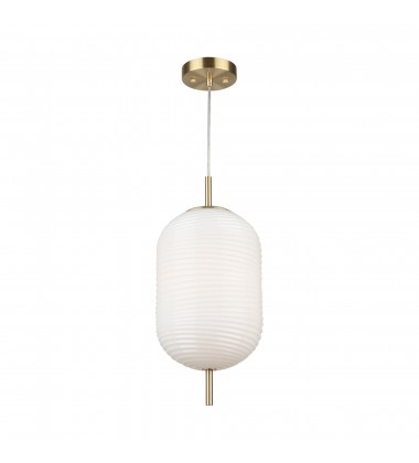  Vita Collection 1-Light Textured Shade Pendant White and Brass-(AC10631BR)-Artcraft