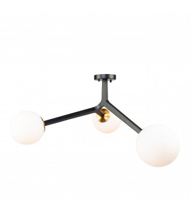  Ravello 3 Light Semi-Flush Mount (Black & Harvest Brass)-(AC10973VB)-Artcraft