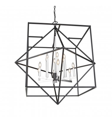  Roxton 12 Light Chandelier (Matte Black & Polished Nickel)-(AC11202PN)-Artcraft