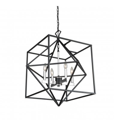  Roxton 4 Light Chandelier (Matte Black & Polished Nickel)-(AC11204PN)-Artcraft