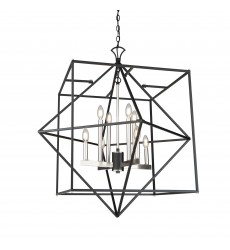 Roxton 8 Light Chandelier (Matte Black & Polished Nickel)-(AC11208PN)-Artcraft Roxton 8 Light Chandelier (Matte Black & Polished Nickel)-(AC11208PN)-Artcraft