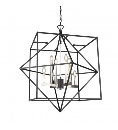  Roxton 8 Light Chandelier (Matte Black & Polished Nickel)-(AC11208PN)-Artcraft