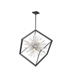  Sunburst  8 Light Chandelier (Matte Black & Chrome)-(AC11440CH)-Artcraft