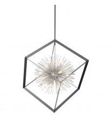  Sunburst 12 Light Chandelier (Matte Black & Chrome)-(AC11441CH)-Artcraft