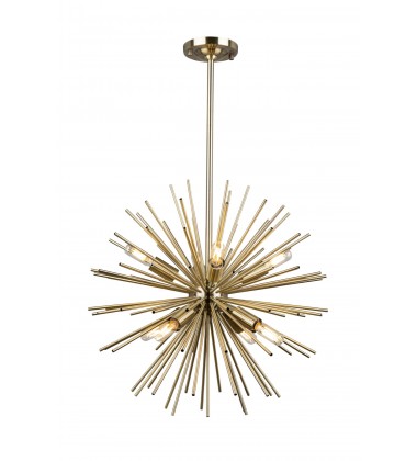 Sunburst  8 Light Chandelier (Satin Brass)-(AC11443)-Artcraft