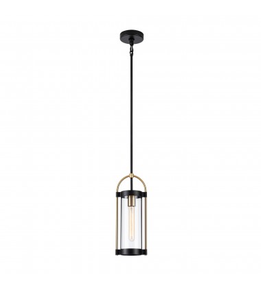 Bonita Collection 1-Light Pendant Black and Brushed Brass-(AC11511BB)-Artcraft Bonita Collection 1-Light Pendant Black and Brushed Brass-(AC11511BB)-Artcraft