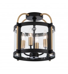 Bonita Collection 4-Light Flush Mount Black and Brushed Brass-(AC11513BB)-Artcraft Bonita Collection 4-Light Flush Mount Black and Brushed Brass-(AC11513BB)-Artcraft