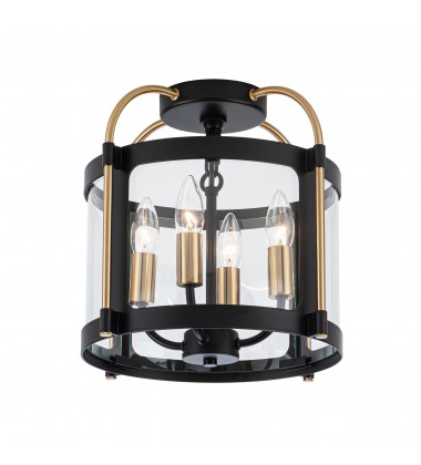  Bonita Collection 4-Light Flush Mount Black and Brushed Brass-(AC11513BB)-Artcraft