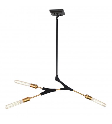  Filiali 3 Light Chandelier (Black & Harvest Brass)-(AC11533)-Artcraft