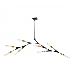 Filiali 10 Light Chandelier (Black & Harvest Brass)-(AC11538)-Artcraft Filiali 10 Light Chandelier (Black & Harvest Brass)-(AC11538)-Artcraft