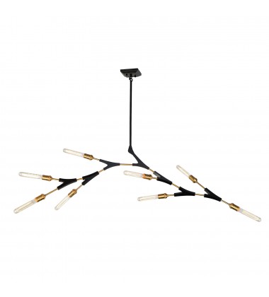  Filiali 10 Light Chandelier (Black & Harvest Brass)-(AC11538)-Artcraft