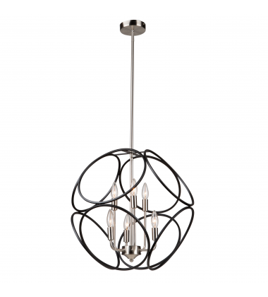  Sorrento 2 Tier 6 Light Chandelier (Matte Black & Satin Nickel) AC11566NB - Artcraft