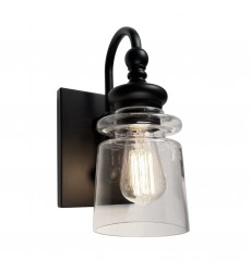  Castara 1 Light Wall Light AC11591BK-(AC11591BK)-Artcraft