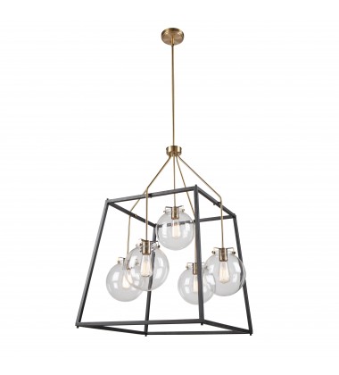 Bridgetown 5 Light Chandelier (Black & Harvest Brass)-(AC11605VB)-Artcraft Bridgetown 5 Light Chandelier (Black & Harvest Brass)-(AC11605VB)-Artcraft