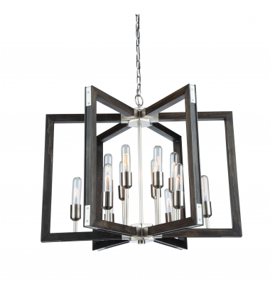  Gatehouse 12 Light Chandelier (Dark Pine & Brushed Nickel) AC11652BN - Artcraft