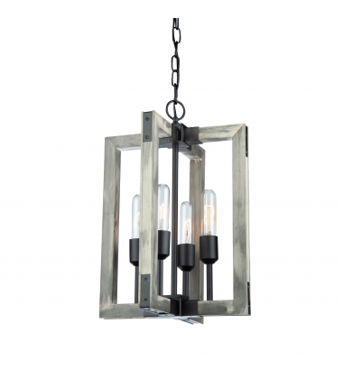  Gatehouse 4 Light Chandelier (Beach Wood & Black) AC11654BK - Artcraft