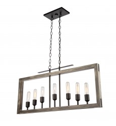  Gatehouse 7 Light Island Light (Beach Wood & Black)-(AC11657BK)-Artcraft