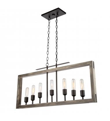  Gatehouse 7 Light Island Light (Beach Wood & Black)-(AC11657BK)-Artcraft