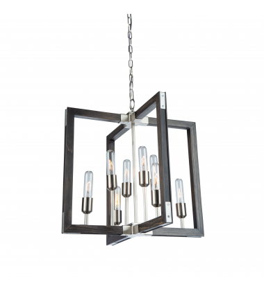  Gatehouse 8 Light Chandelier (Dark Pine & Brushed Nickel) AC11658BN - Artcraft
