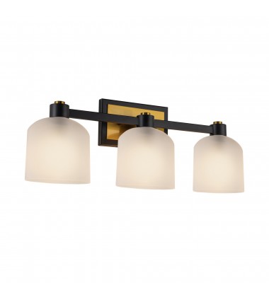  Lyndon Collection 3-Light Bathroom Vanity Black and Brushed Brass-(AC11693BB)-Artcraft