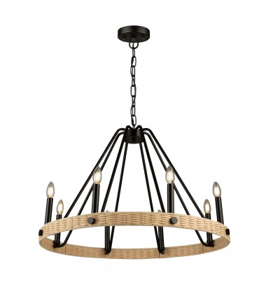  Perris 8 Light Chandelier Black-(AC11718BK)-Artcraft
