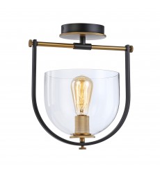 Cheshire Collection 1-Light Semi-Flush Mount, Black & Brass-(AC11743BB)-Artcraft Cheshire Collection 1-Light Semi-Flush Mount, Black & Brass-(AC11743BB)-Artcraft