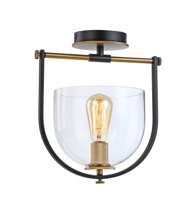  Cheshire Collection 1-Light Semi-Flush Mount, Black & Brass-(AC11743BB)-Artcraft