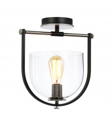 Cheshire Collection 1-Light Semi-Flush Mount, Black & Nickel-(AC11743NB)-Artcraft Cheshire Collection 1-Light Semi-Flush Mount, Black & Nickel-(AC11743NB)-Artcraft