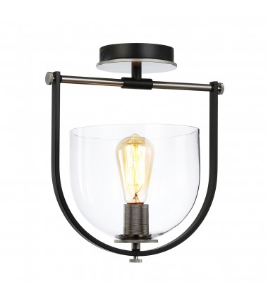 Cheshire Collection 1-Light Semi-Flush Mount, Black & Nickel-(AC11743NB)-Artcraft Cheshire Collection 1-Light Semi-Flush Mount, Black & Nickel-(AC11743NB)-Artcraft