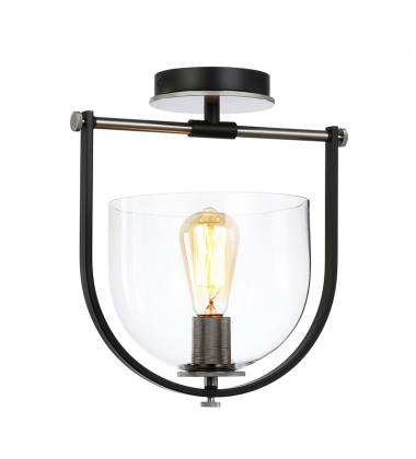  Cheshire Collection 1-Light Semi-Flush Mount, Black & Nickel-(AC11743NB)-Artcraft