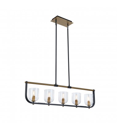  Cheshire Collection 5-Light Island Light, Black & Brass-(AC11745BB)-Artcraft