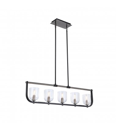 Cheshire Collection 5-Light Island Light, Black & Nickel-(AC11745NB)-Artcraft Cheshire Collection 5-Light Island Light, Black & Nickel-(AC11745NB)-Artcraft