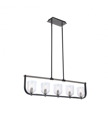 Cheshire Collection 5-Light Island Light, Black & Nickel-(AC11745NB)-Artcraft Cheshire Collection 5-Light Island Light, Black & Nickel-(AC11745NB)-Artcraft