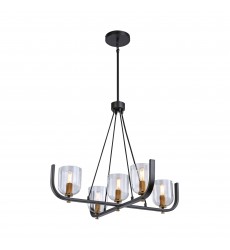Cheshire Collection 5-Light Chandelier, Black & Brass-(AC11746BB)-Artcraft Cheshire Collection 5-Light Chandelier, Black & Brass-(AC11746BB)-Artcraft
