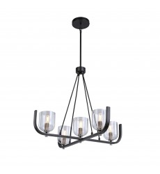 Cheshire Collection 5-Light Chandelier, Black & Nickel-(AC11746NB)-Artcraft Cheshire Collection 5-Light Chandelier, Black & Nickel-(AC11746NB)-Artcraft