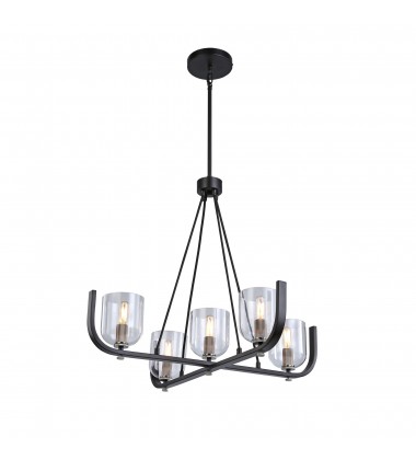 Cheshire Collection 5-Light Chandelier, Black & Nickel-(AC11746NB)-Artcraft Cheshire Collection 5-Light Chandelier, Black & Nickel-(AC11746NB)-Artcraft